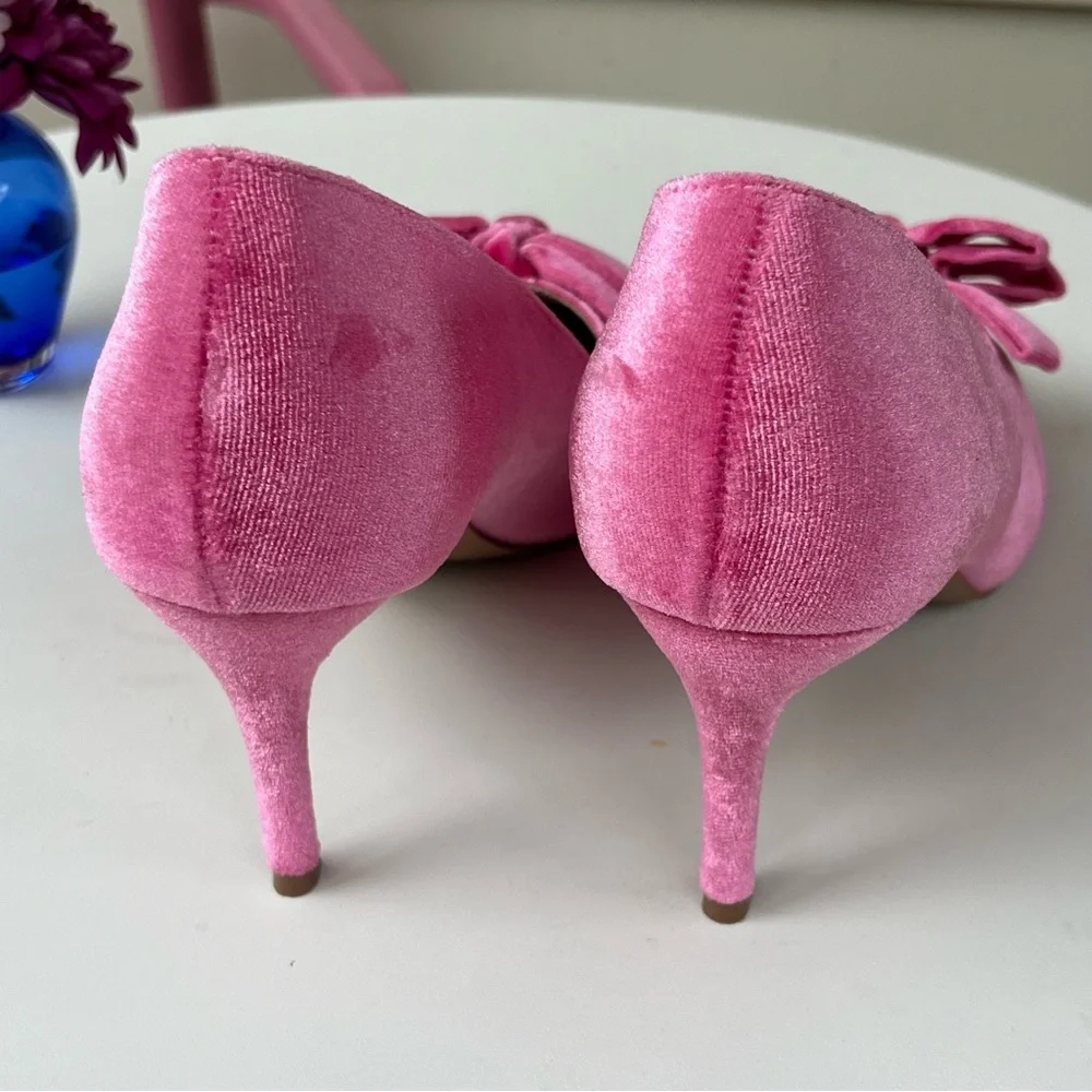 Journee Collection Crystol Pink Velvet Heels NWOT - Picture 11 of 15